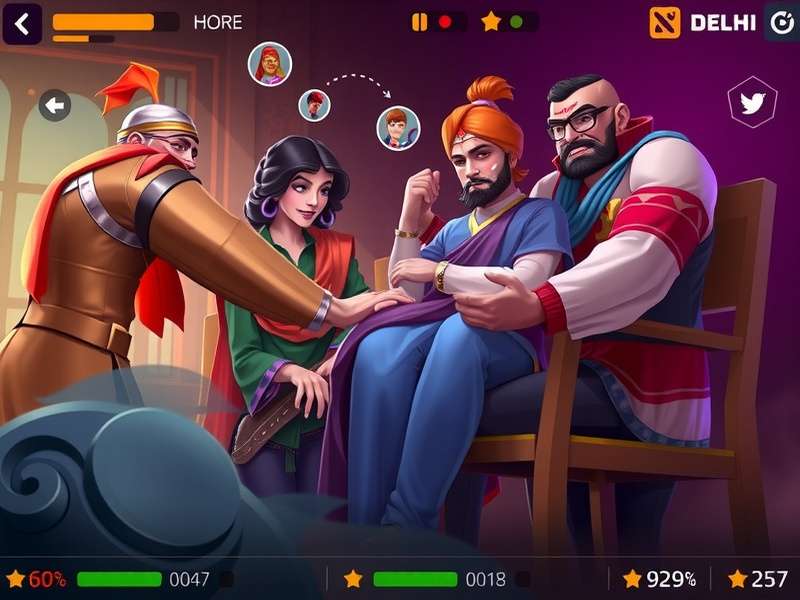 Delhi Dota Masters gameplay screenshot showing Indian-themed heroes and environments